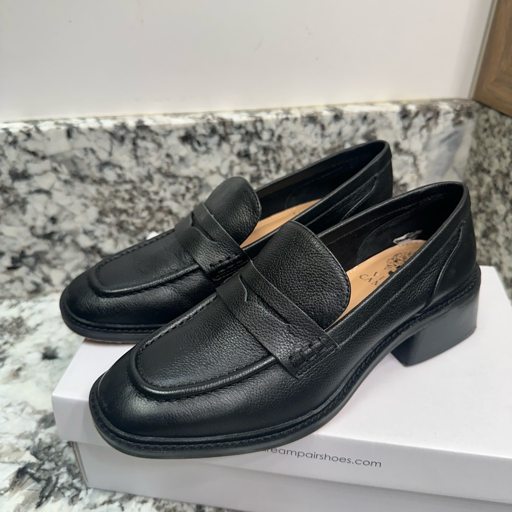 Black Leather Loafers for Women